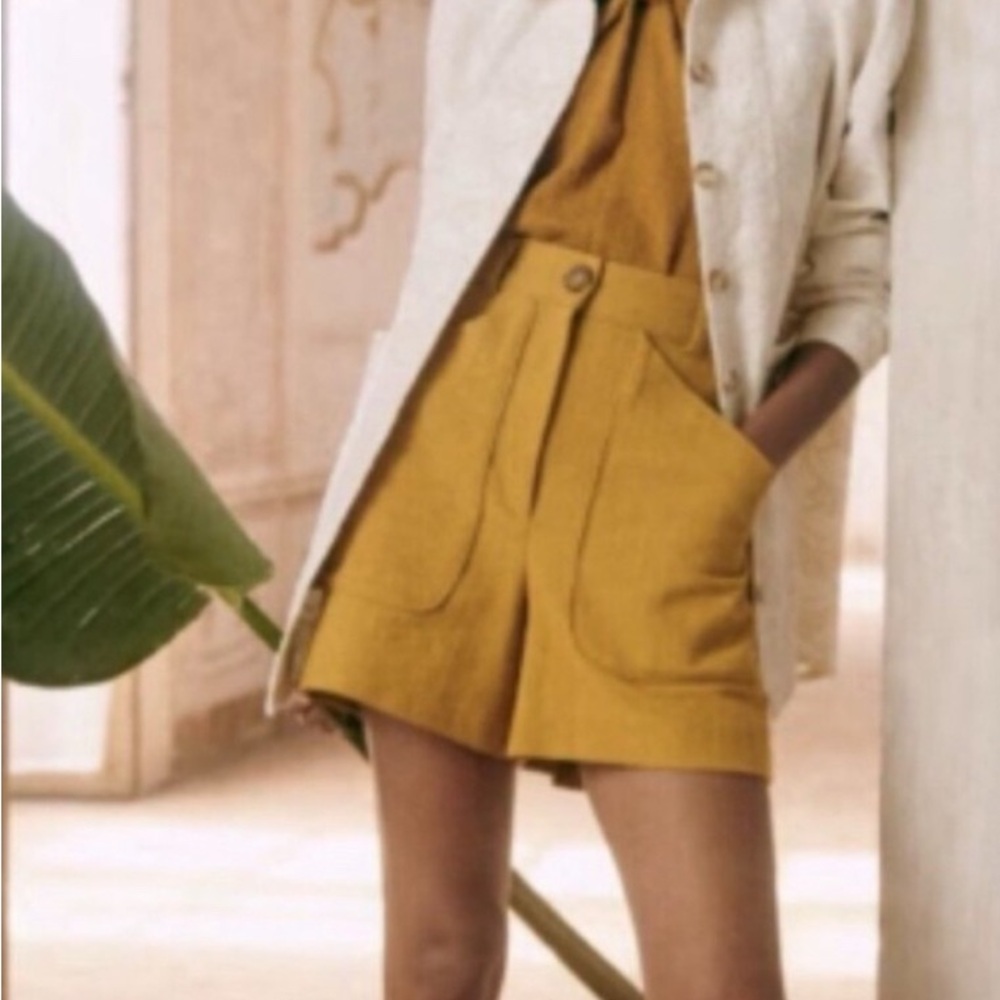 Sezane Mustard Women's Shorts 36